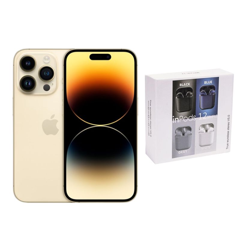 Iphone 14 Pro 128gb Dorado E-sim Reacondicionado + Audífonos Genéricos