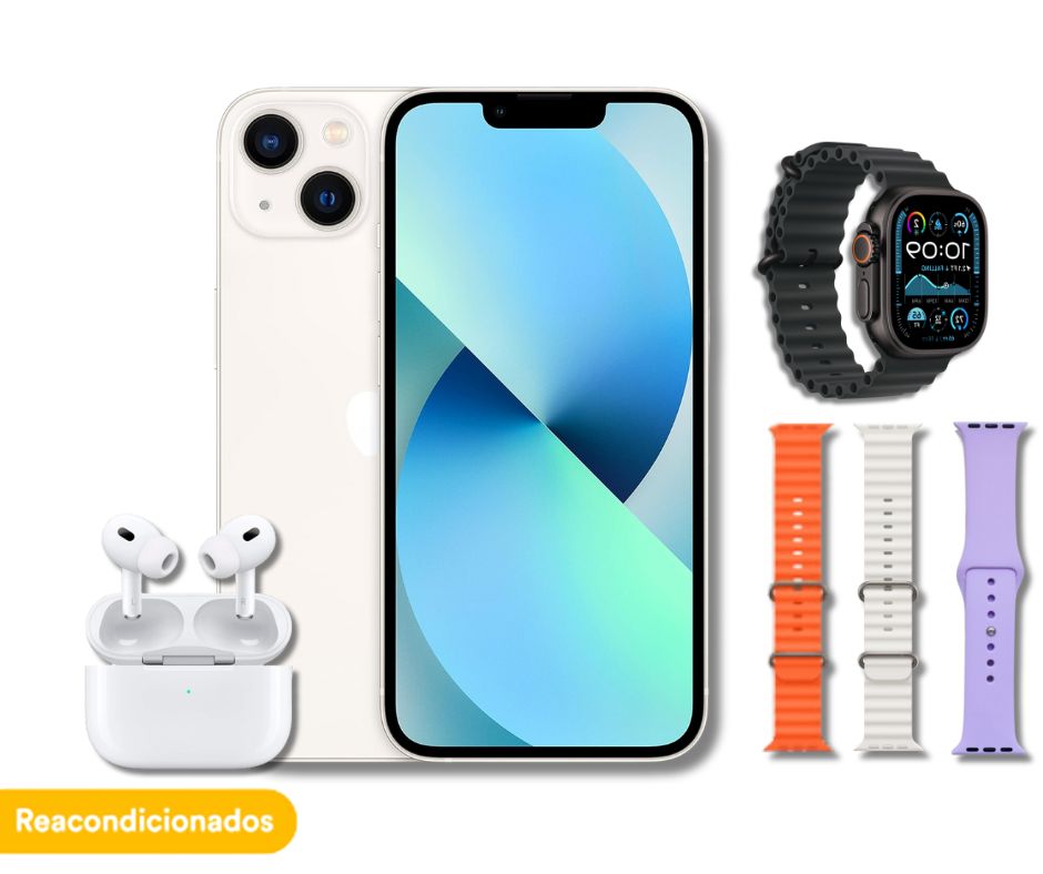 Iphone 13 128 Gb Blanco Reacondicionado Grado A + Audífonos Y Smartwatch