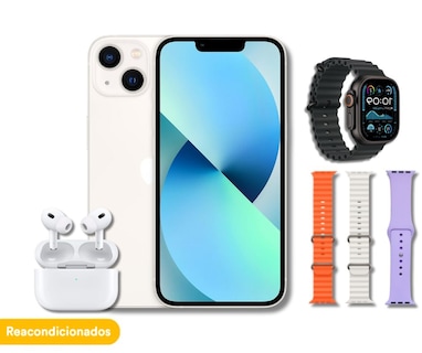 Foto 1 | Iphone 13 128 Gb Blanco Reacondicionado Grado A + Audífonos Y Smartwatch