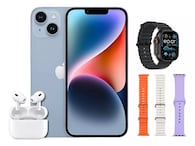 Celular iPhone 14 128 gb Azul Reacondicionado Grado A + Audífonos y Smartwatch
