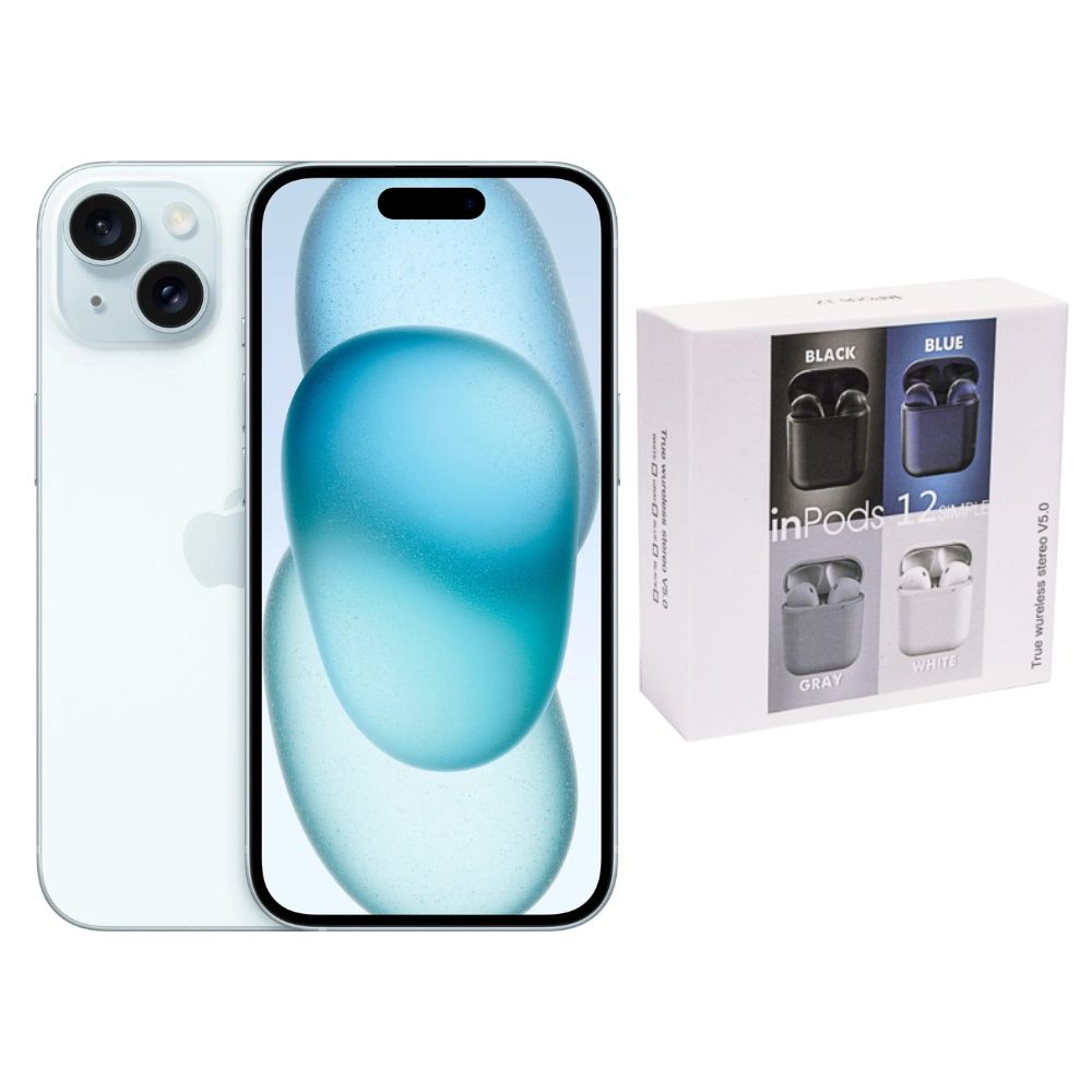 Foto 2 pulgar | Iphone 15 128gb Azul Chip Reacondicionado + Audífonos Genéricos