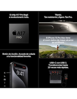 Foto 3 | Celular Iphone 15 Pro 256 Gb Negro Reacondicionado Grado A+ Open Box