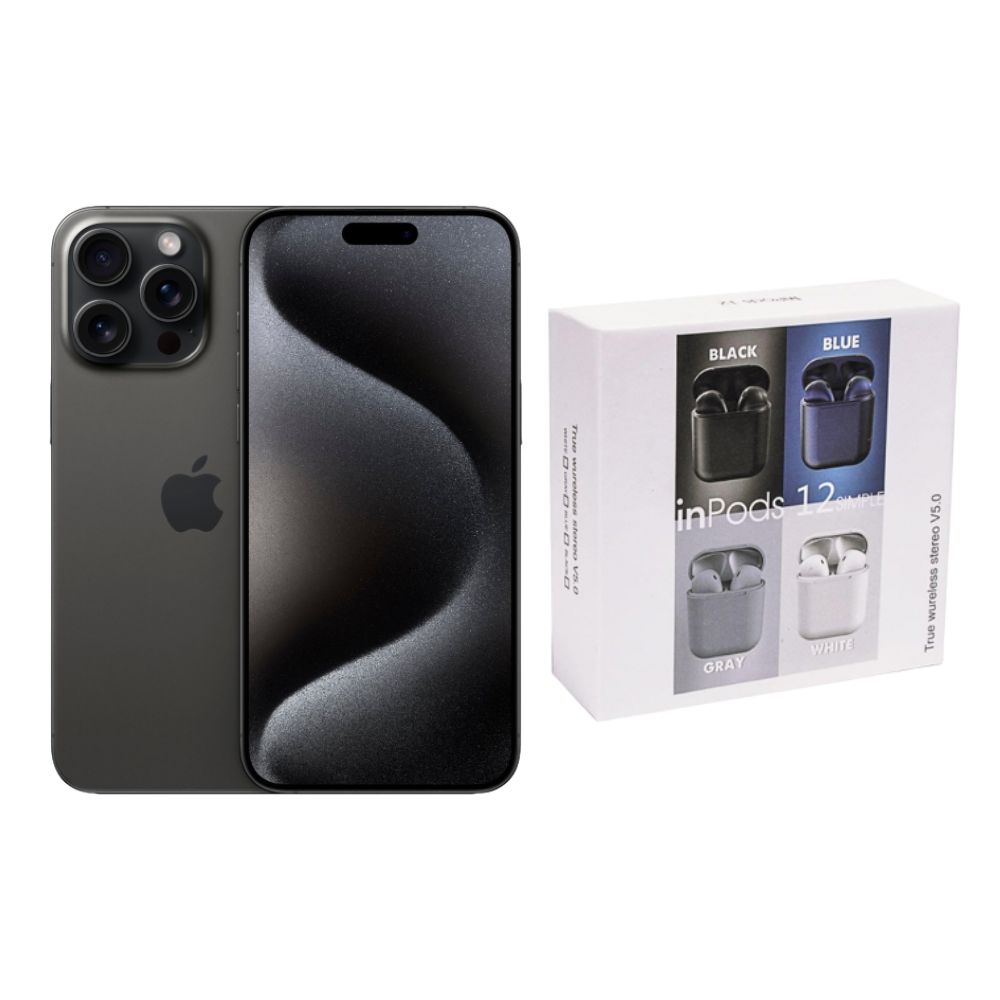 Foto 2 pulgar | iPhone 15 Pro 128gb Negro Chip Reacondicionado + Audífonos Genéricos