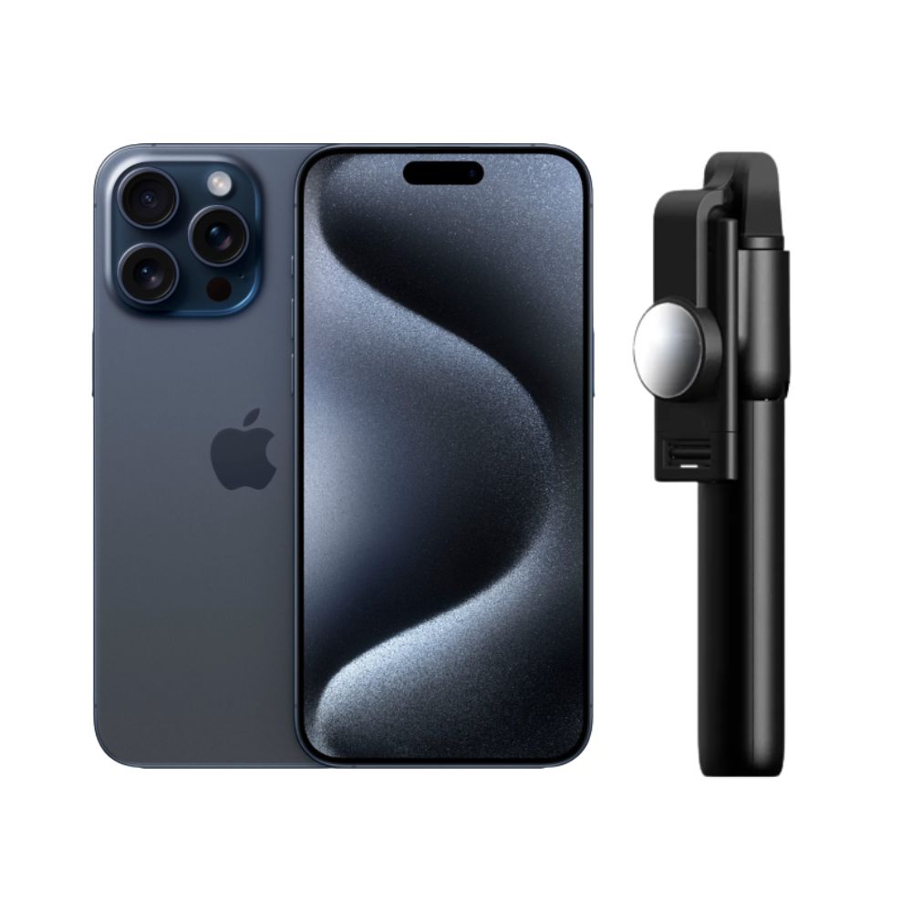 iPhone 15 Pro 128gb Azul Chip Reacondicionado + Baston Bluetooth