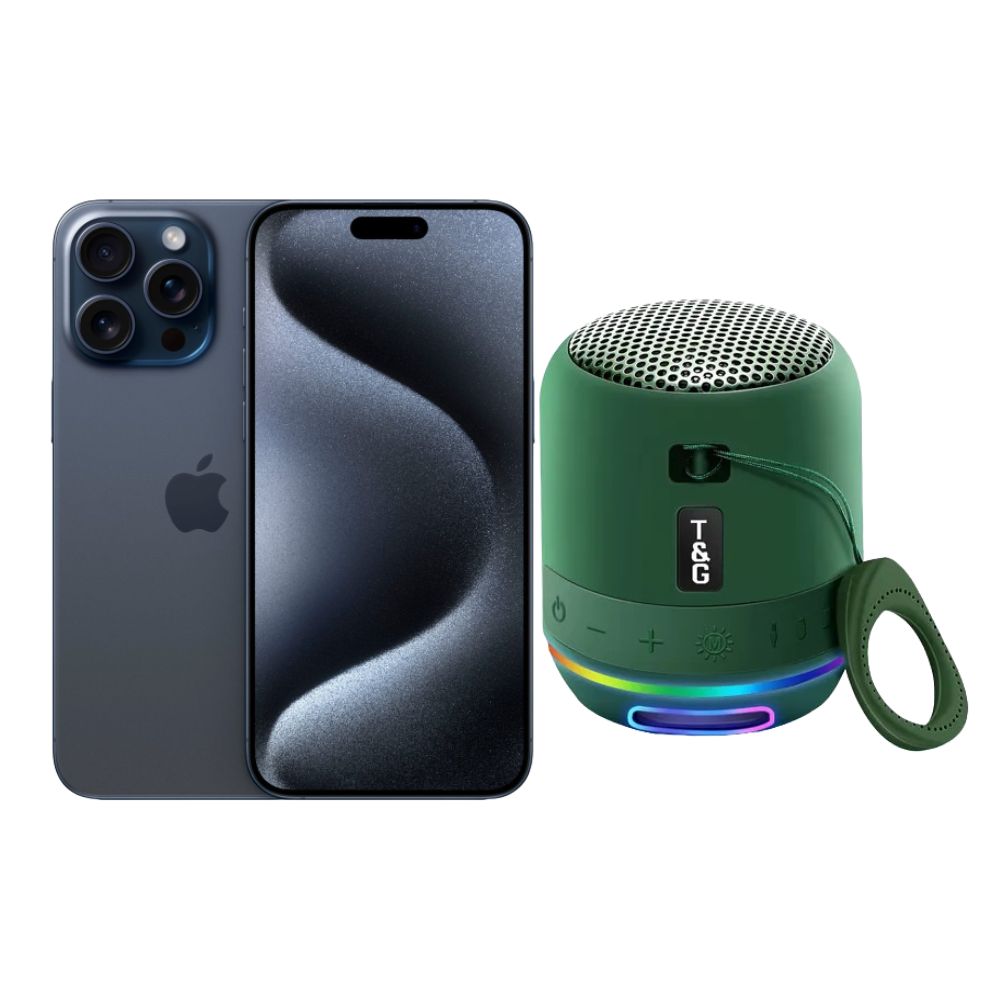 Iphone 15 Pro Max 256gb Azul E-sim Reacondicionado + Mini Bocina