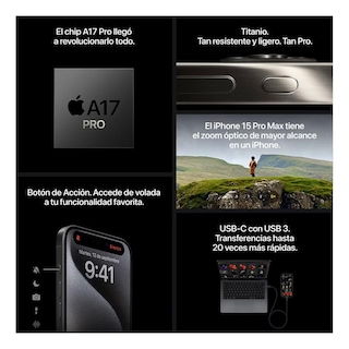 Foto 3 | iPhone 15 Pro (128 Gb) - Titanio Azul USB-C, Dynamic Island, Cámara 48 MP, Chip A16 Bionic