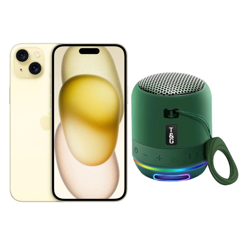 Foto 2 pulgar | Iphone 15 Plus 128gb Amarillo E-sim Reacondicionado + Mini Bocina