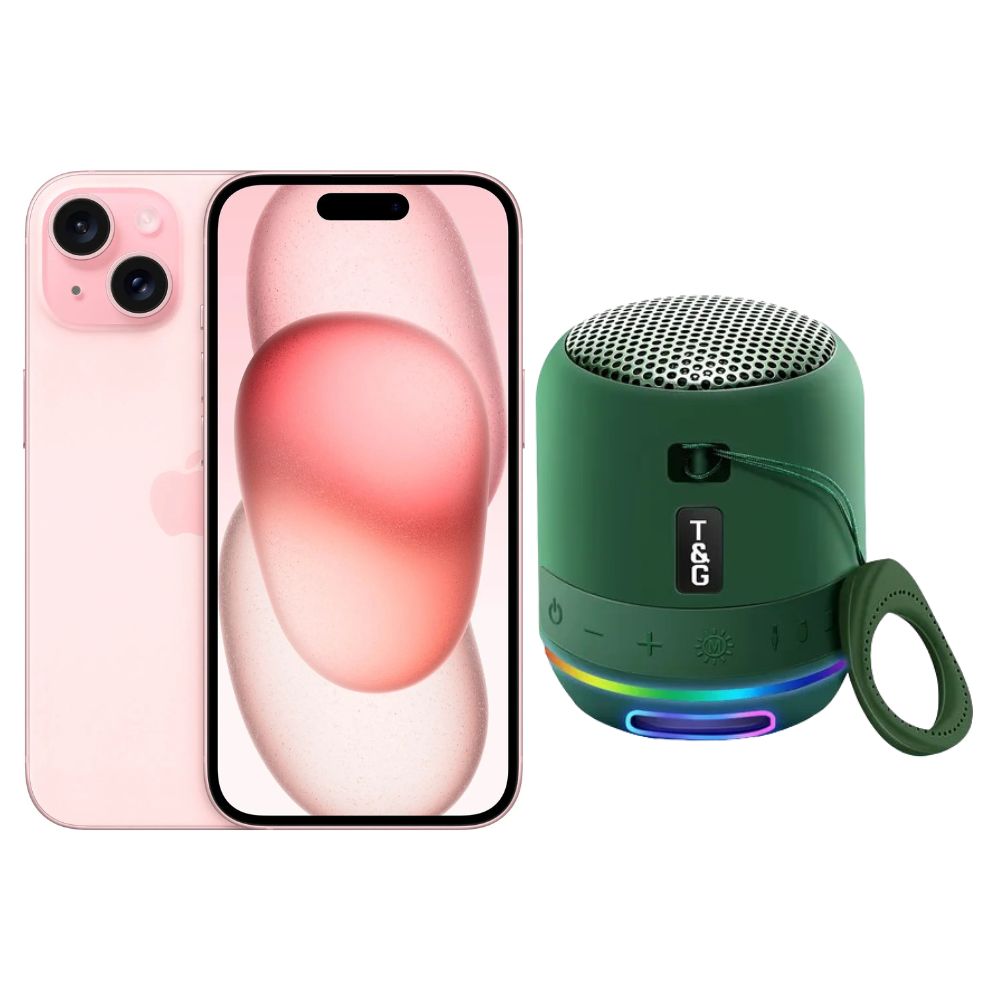 Foto 2 pulgar | Iphone 15 Plus 128gb Rosa E-sim Reacondicionado + Mini Bocina