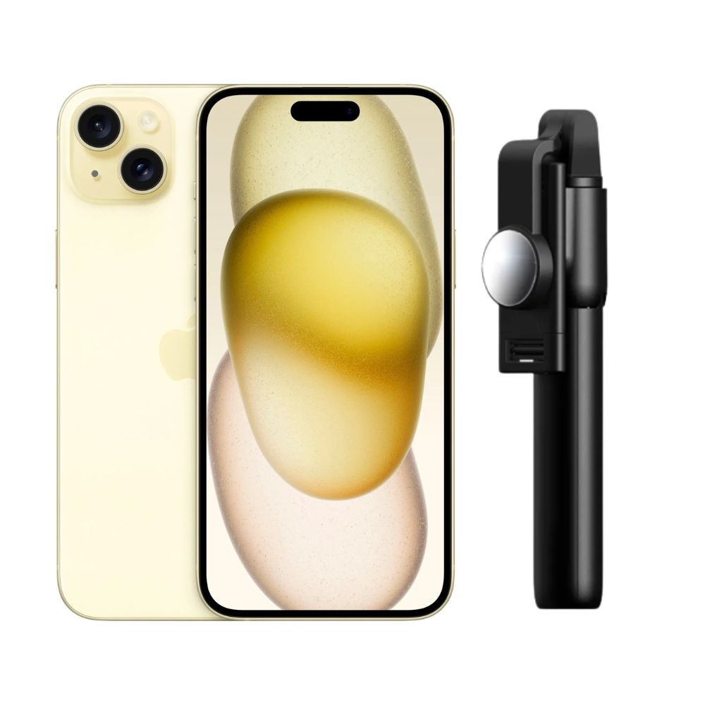 Foto 2 pulgar | Iphone 15 Plus 128gb Amarillo E-sim Reacondicionado + Baston Bluetooth