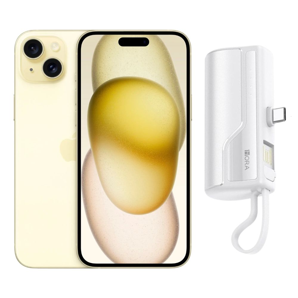 Foto 2 pulgar | Iphone 15 Plus 128gb Amarillo E-sim Reacondicionado + Mini Power Bank