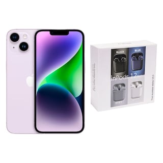 Foto 1 | Iphone 14 Plus 128gb Morado Chip Reacondicionado + Audífonos Genéricos