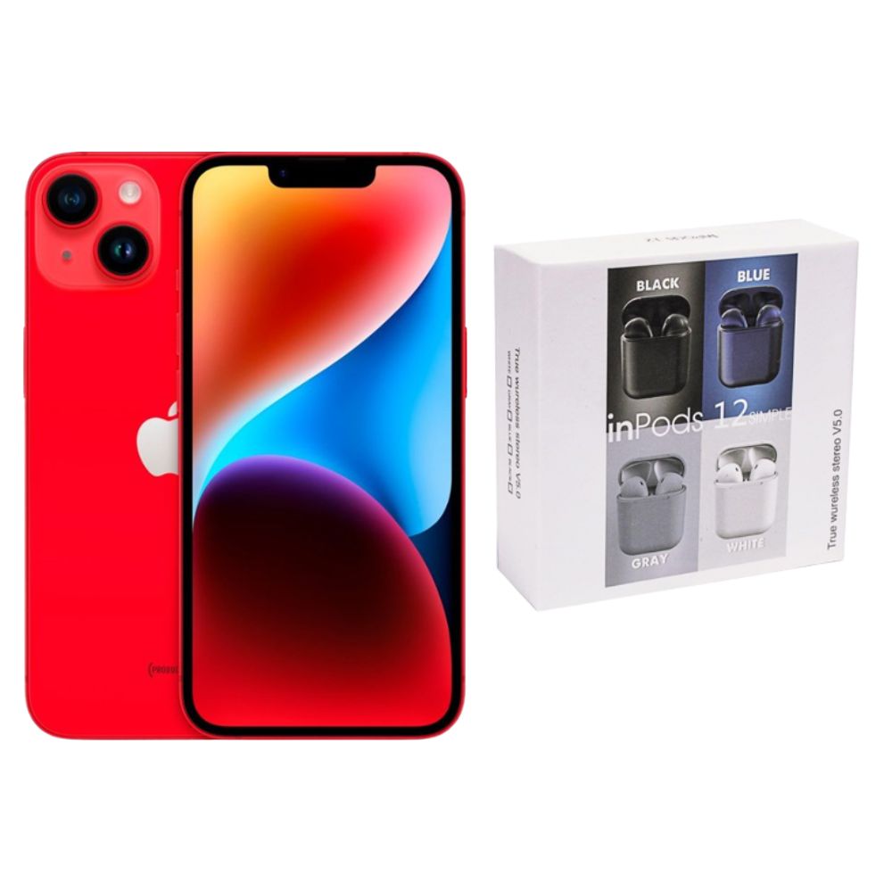 Iphone 14 Plus 128gb Rojo Chip Reacondicionado + Audífonos Genéricos