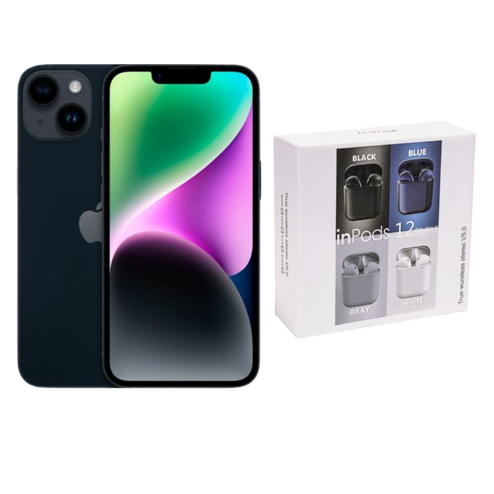 Iphone 14 Plus 128gb Negro Chip Reacondicionado + Audífonos Genéricos