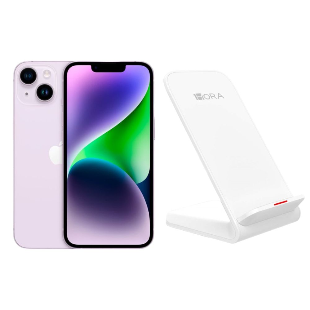 Foto 2 pulgar | Iphone 14 Plus 128gb Morado Chip Reacondicionado + Base Cargador