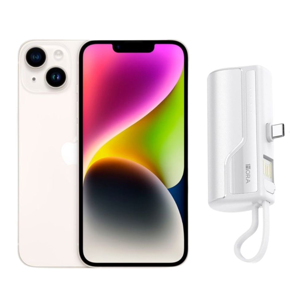 Foto 2 pulgar | Iphone 14 Plus 128gb Blanco Chip Reacondicionado + Mini Power Bank