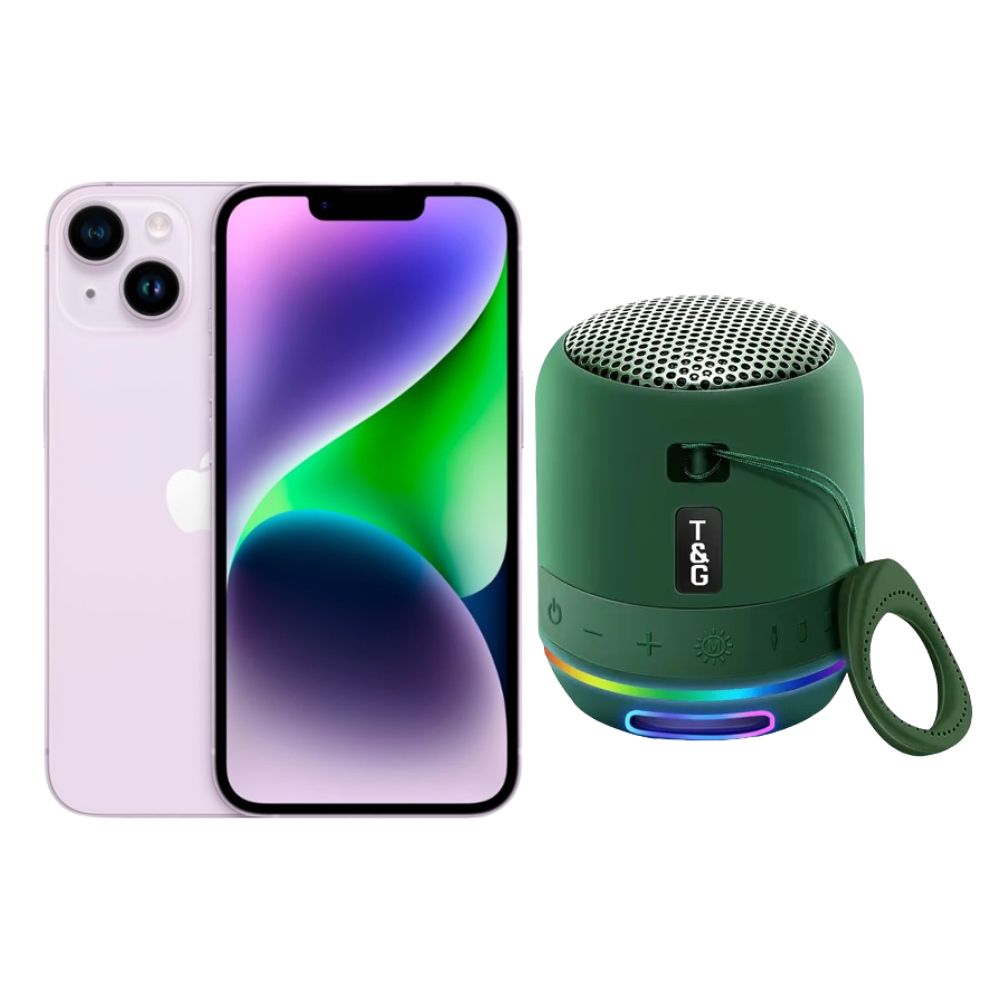 Foto 2 pulgar | Iphone 14 Plus 128gb Morado E-sim Reacondicionado + Mini Bocina