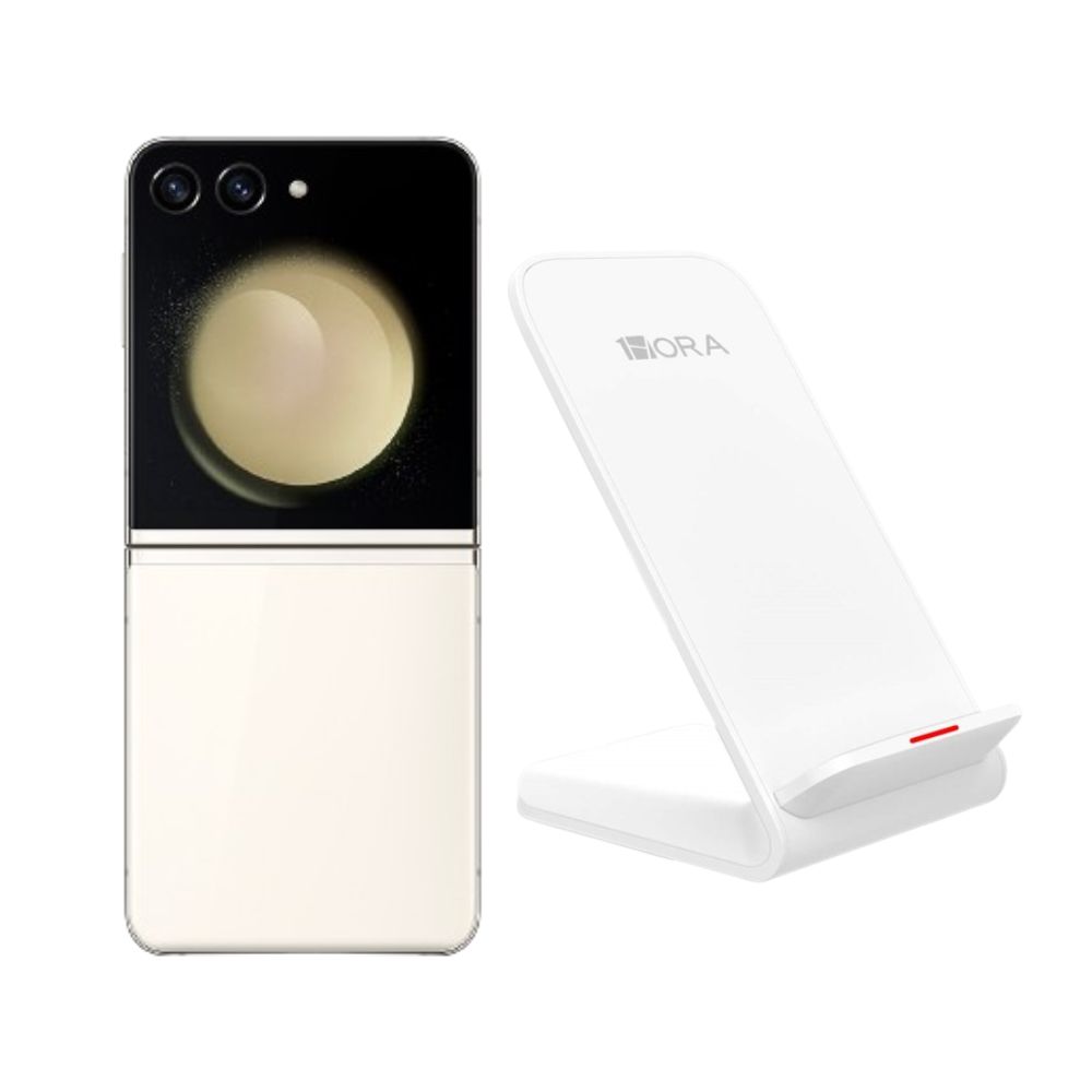 Foto 2 pulgar | Galaxy Z Flip 5 256gb Crema Reacondicionado + Base Cargador