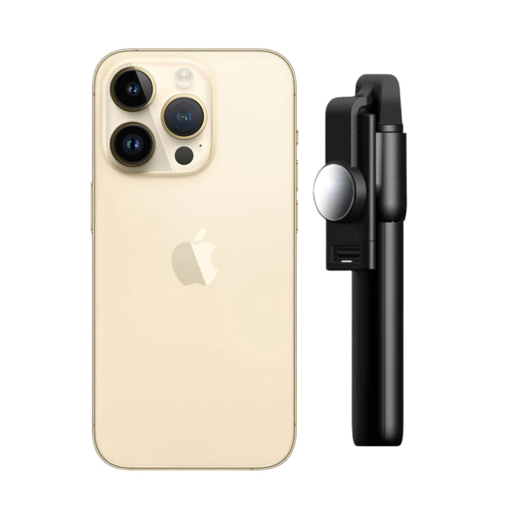 Foto 2 pulgar | Iphone 14 Pro Max 128gb Dorado E-sim Reacondicionado Más Baston Bluetooth