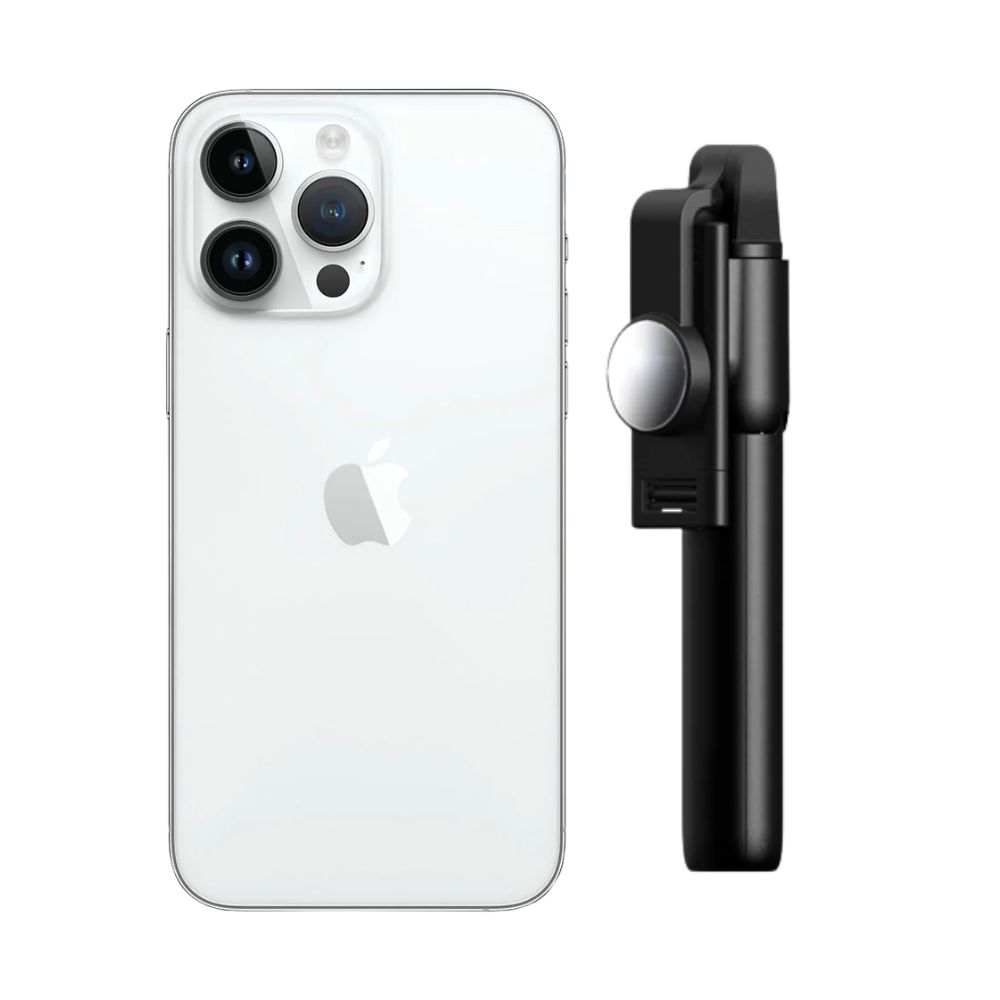 Iphone 14 Pro Max 128gb Plata E-sim Reacondicionado Más Baston Bluetooth
