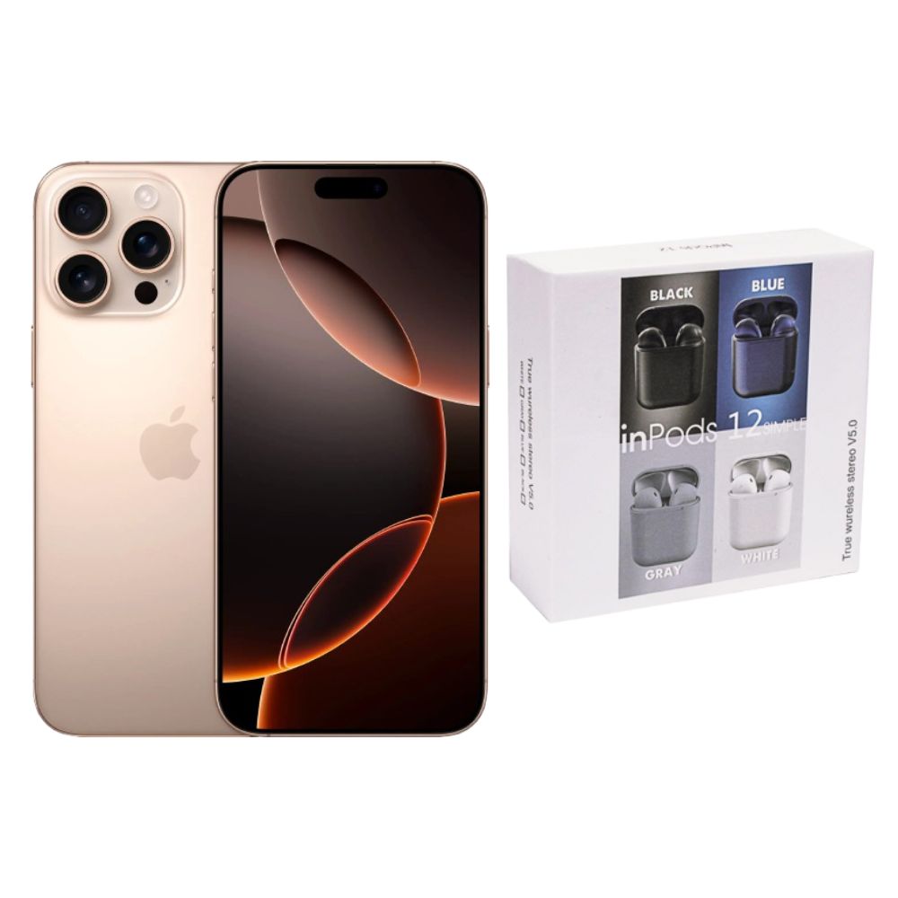 Iphone 16 Pro Max 256gb Desierto Chip Reacondicionado Más Audífonos Genéricos