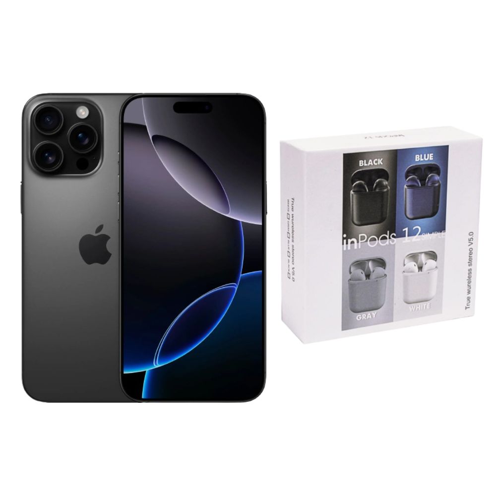Iphone 16 Pro Max 256gb Negro Chip Reacondicionado Más Audífonos Genéricos