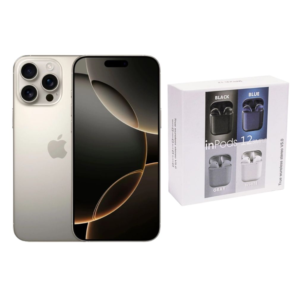 Iphone 16 Pro Max 256gb Natural Chip Reacondicionado Más Audífonos Genéricos