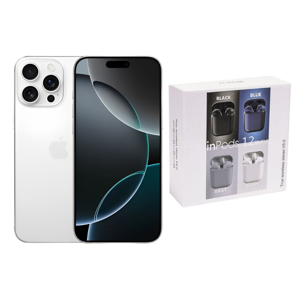 Iphone 16 Pro Max 256gb Blanco E-sim Reacondicionado Más Audífonos Genéricos