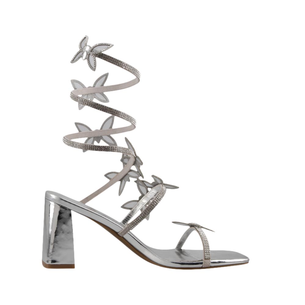 Foto 1 | Sandalia De Vestir Mujer Magic Cloud By Sprinkles Van47 Plata Tacon Bajo Ancho Elegante Talla 23 A 27 E