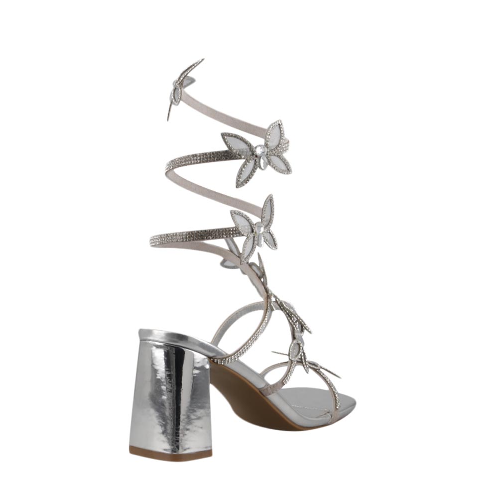 Foto 3 | Sandalia De Vestir Mujer Magic Cloud By Sprinkles Van47 Plata Tacon Bajo Ancho Elegante Talla 23 A 27 E