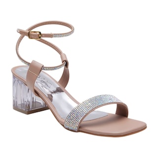 Foto 1 | Tacones Calzado Watanabe Color Beige Brillos Y Tacón Transparente
