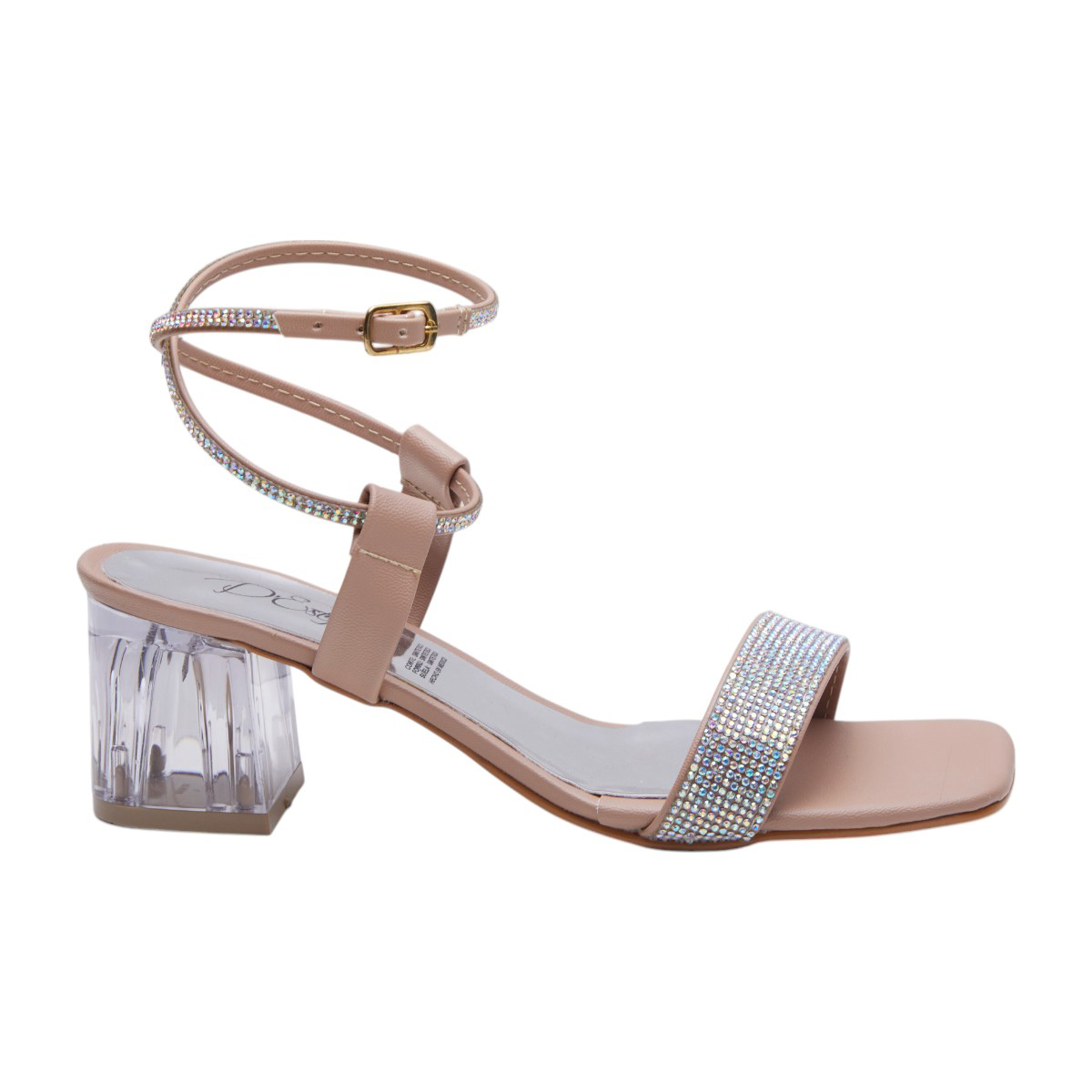 Foto 2 | Tacones Calzado Watanabe Color Beige Brillos Y Tacón Transparente