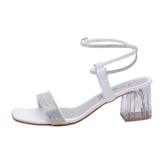 Foto 2 | Tacones Calzado Watanabe Color Blanco Brillos Y Tacón Transparente