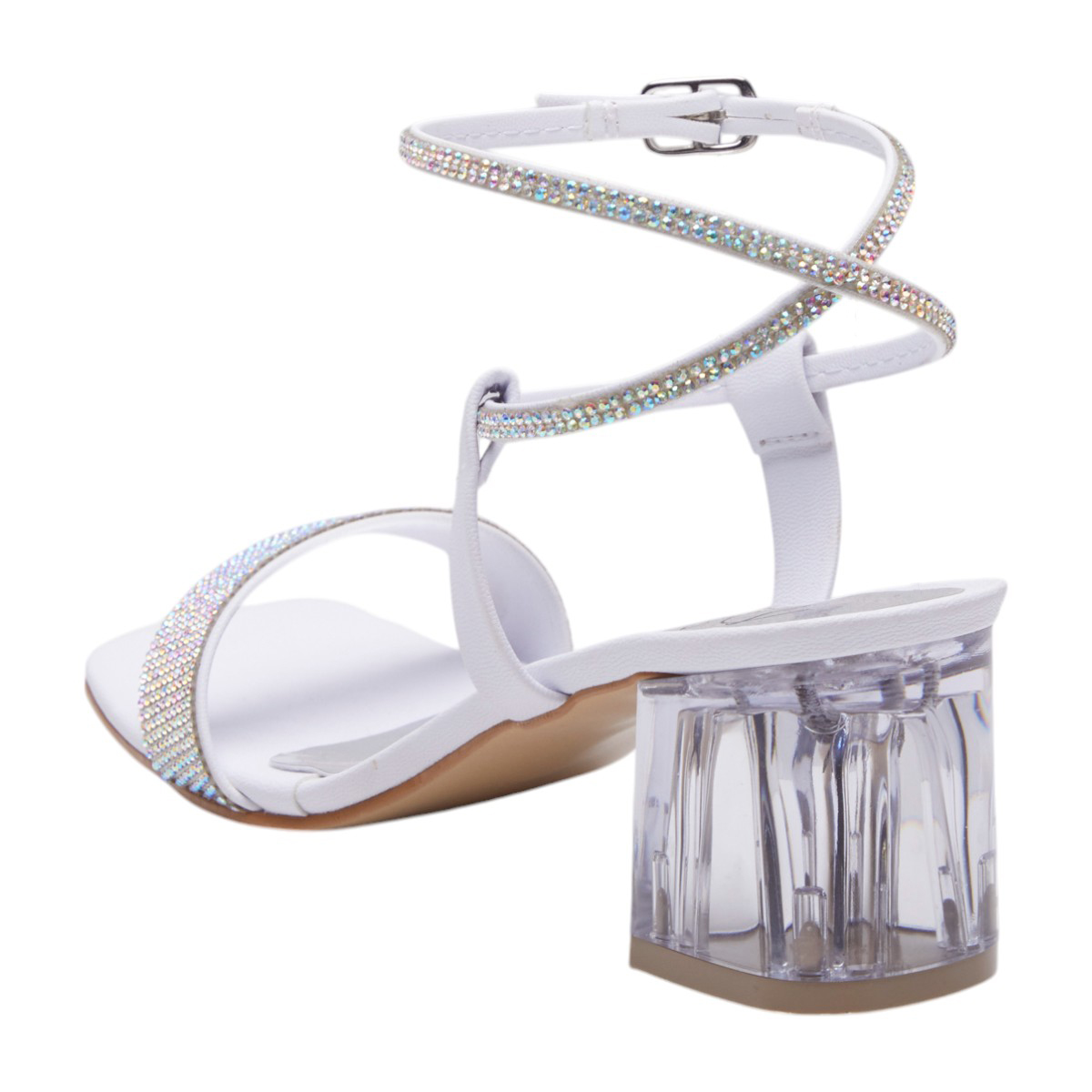 Foto 4 pulgar | Tacones Calzado Watanabe Color Blanco Brillos Y Tacón Transparente