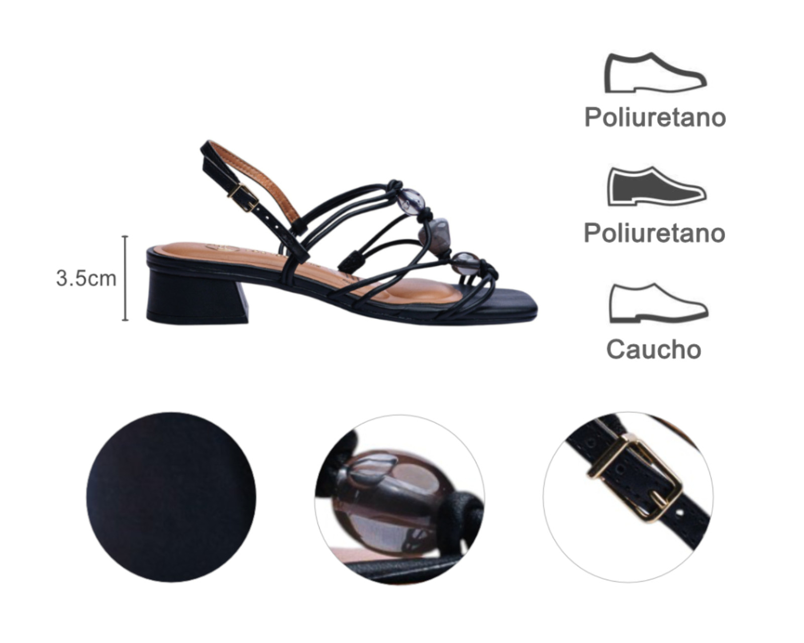 Foto 8 pulgar | Sandalia Tacón Para Mujer Lob Footwear Gaspea Pronta/pelica Negro 86805058
