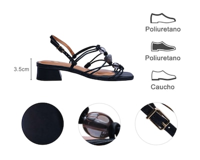 Foto 7 | Sandalia Tacón Para Mujer Lob Footwear Gaspea Pronta/pelica Negro 86805058