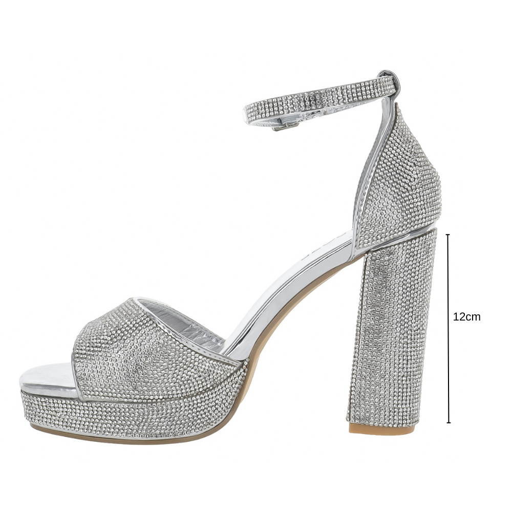 Foto 1 | Roze Tacones Plataforma Plateada Para Mujer