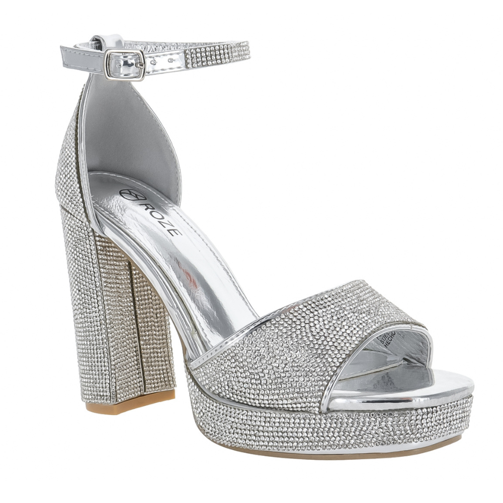 Foto 4 pulgar | Roze Tacones Plataforma Plateada Para Mujer
