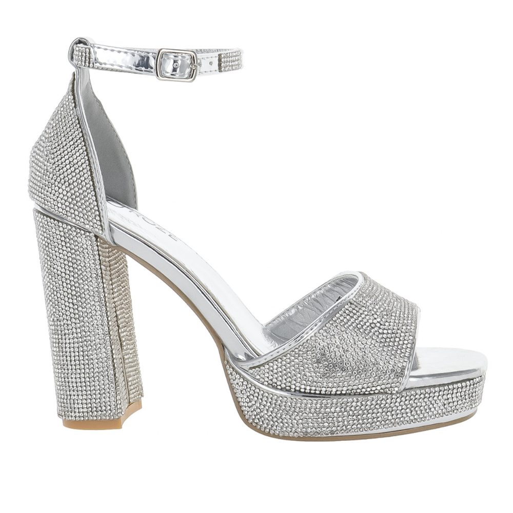Foto 4 | Roze Tacones Plataforma Plateada Para Mujer