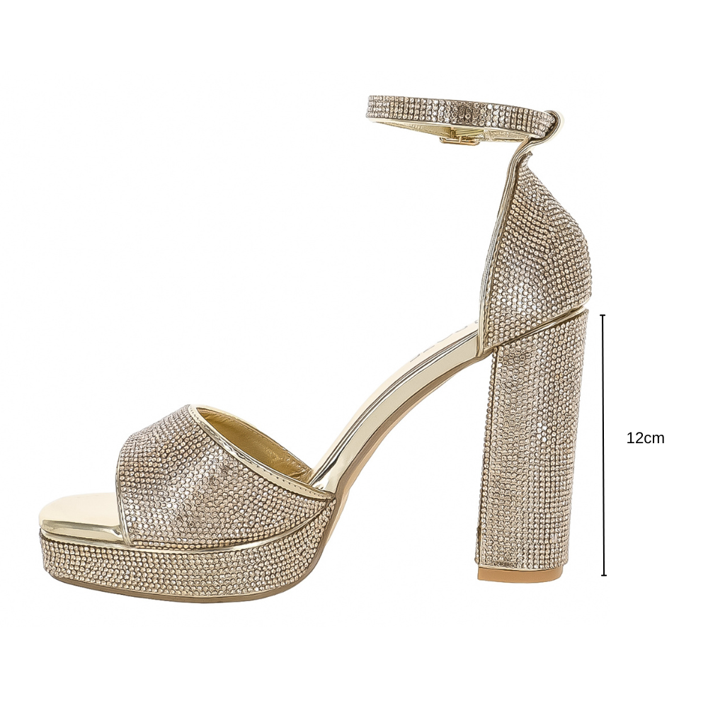 Roze Tacones Plataforma Gold Para Mujer