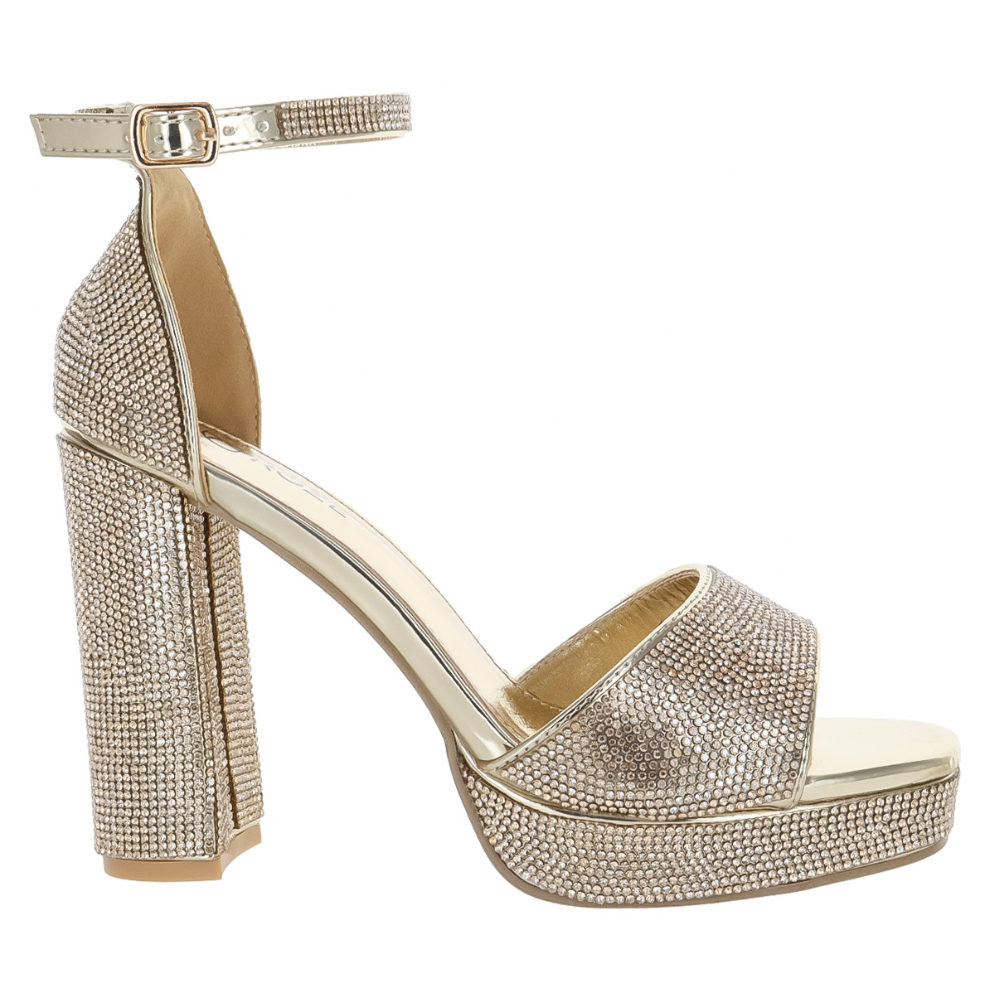 Foto 5 pulgar | Roze Tacones Plataforma Gold Para Mujer