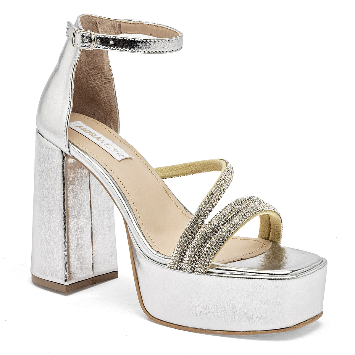 Moramora Zapatillas De Fiesta Para Mujer Plata