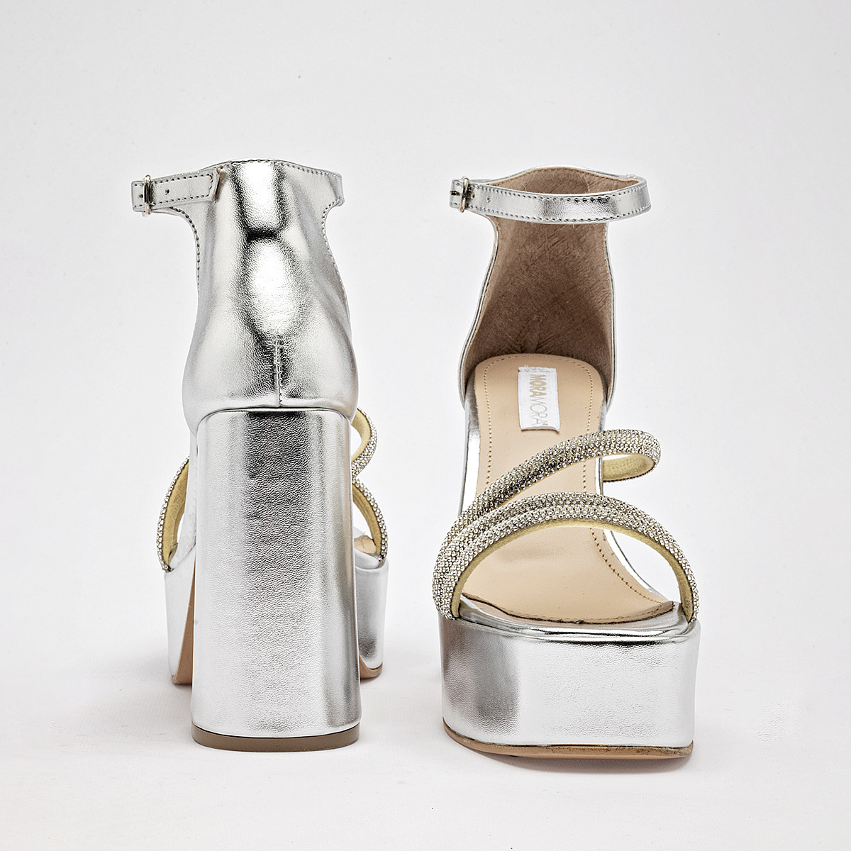 Foto 3 | Moramora Zapatillas De Fiesta Para Mujer Plata