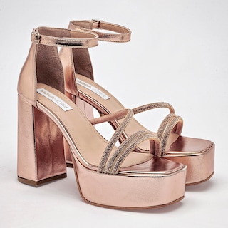 Foto 2 | Moramora Zapatillas De Fiesta Para Mujer Dorado Rosa