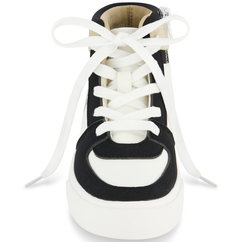 Foto 4 pulgar | Tenis Dkny Andee Alice Para Mujer  Tipo Botín Color Blanco Con Negro Y Detalles Crema