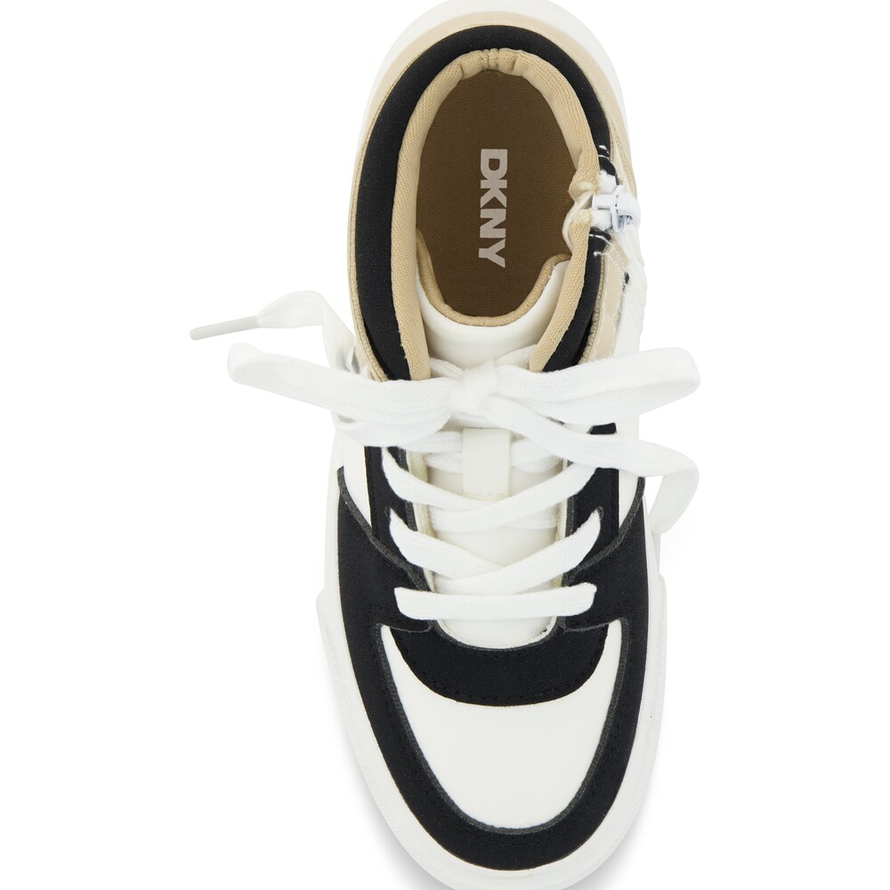 Foto 6 pulgar | Tenis Dkny Andee Alice Para Mujer  Tipo Botín Color Blanco Con Negro Y Detalles Crema