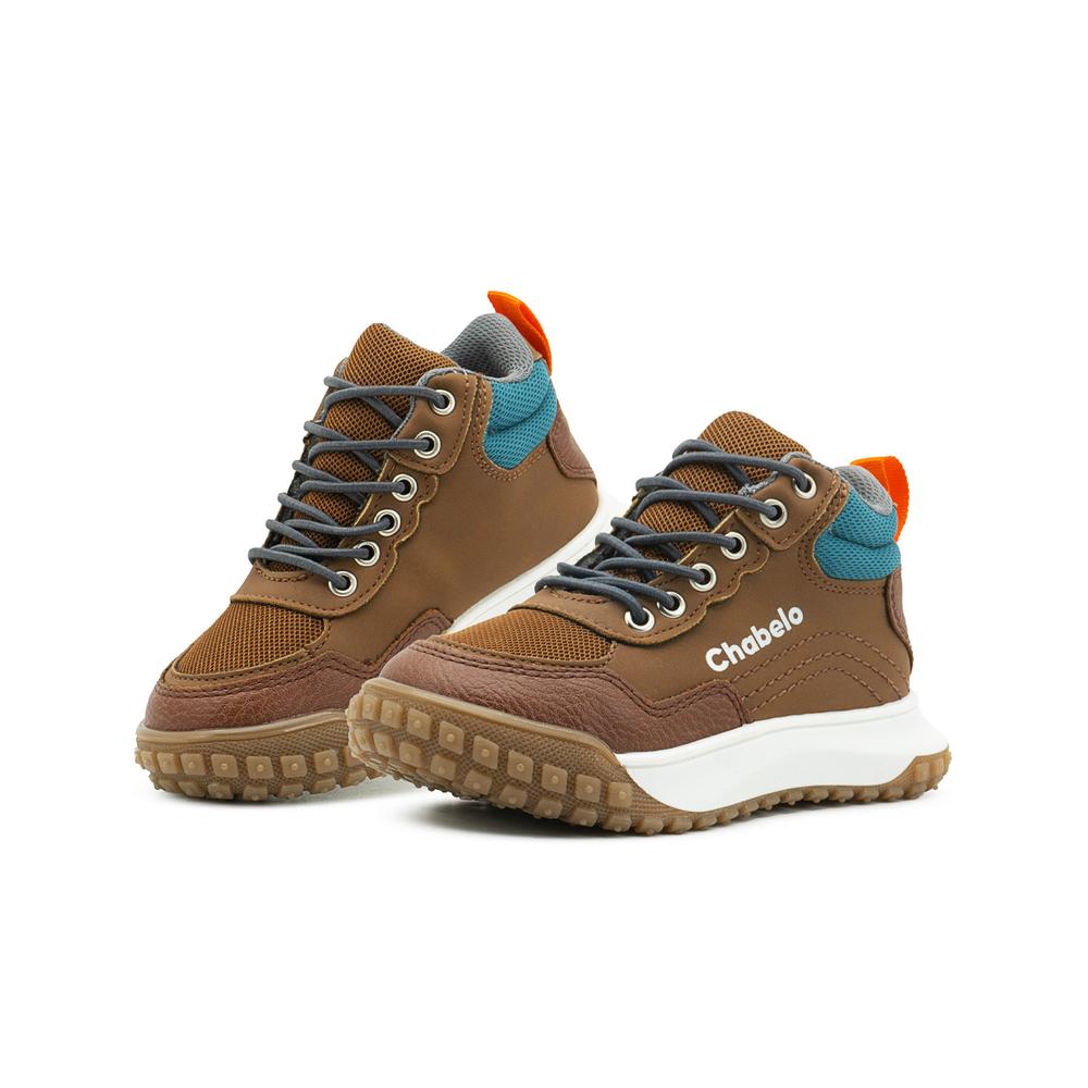 Tenis Bota Juvenil Para Senderismo Antideslizantes Café Beige