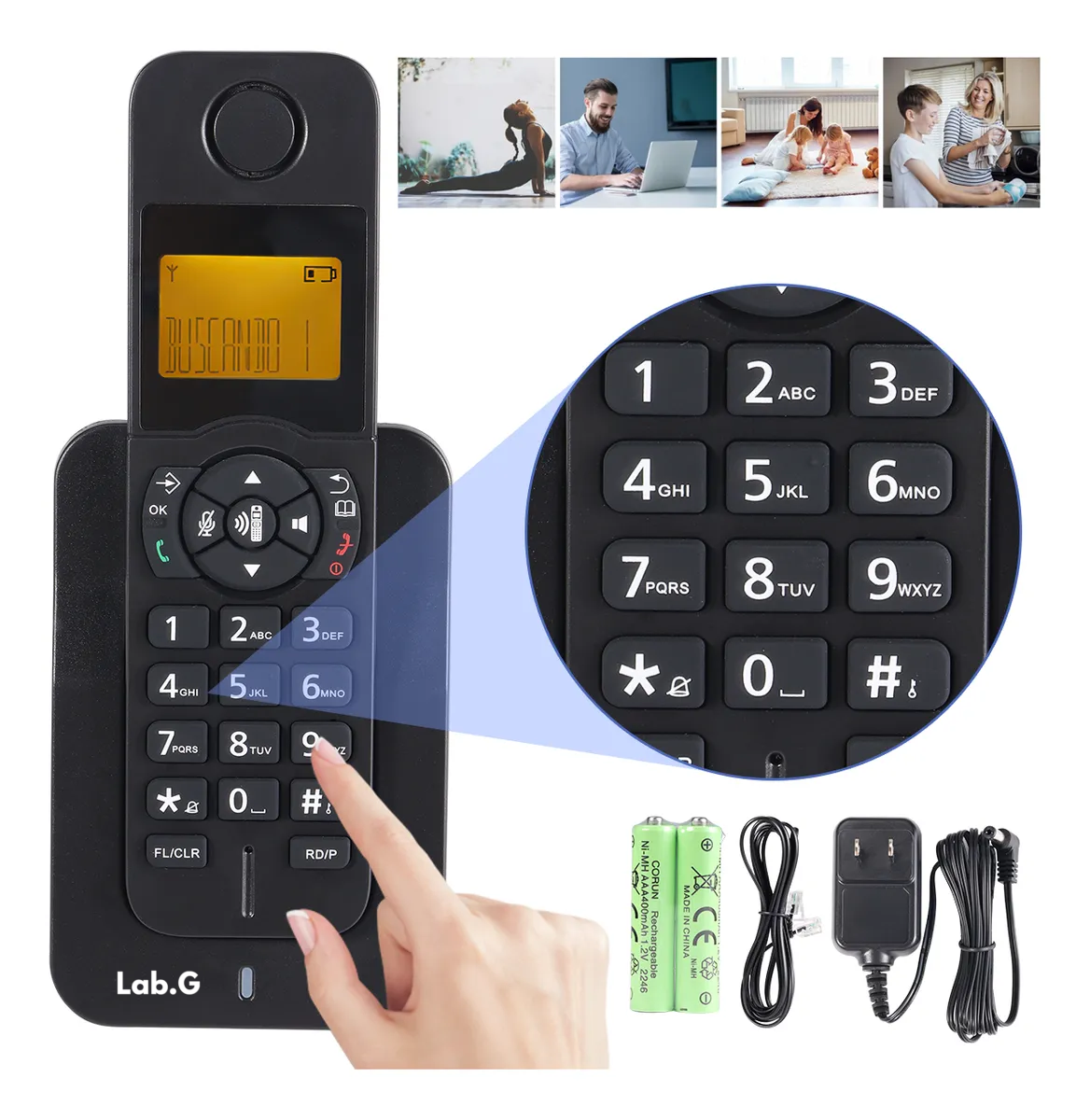 Foto 2 | Teléfono Inalámbrico Fijo Moderno Con Lcd Para Casa Oficina Negro