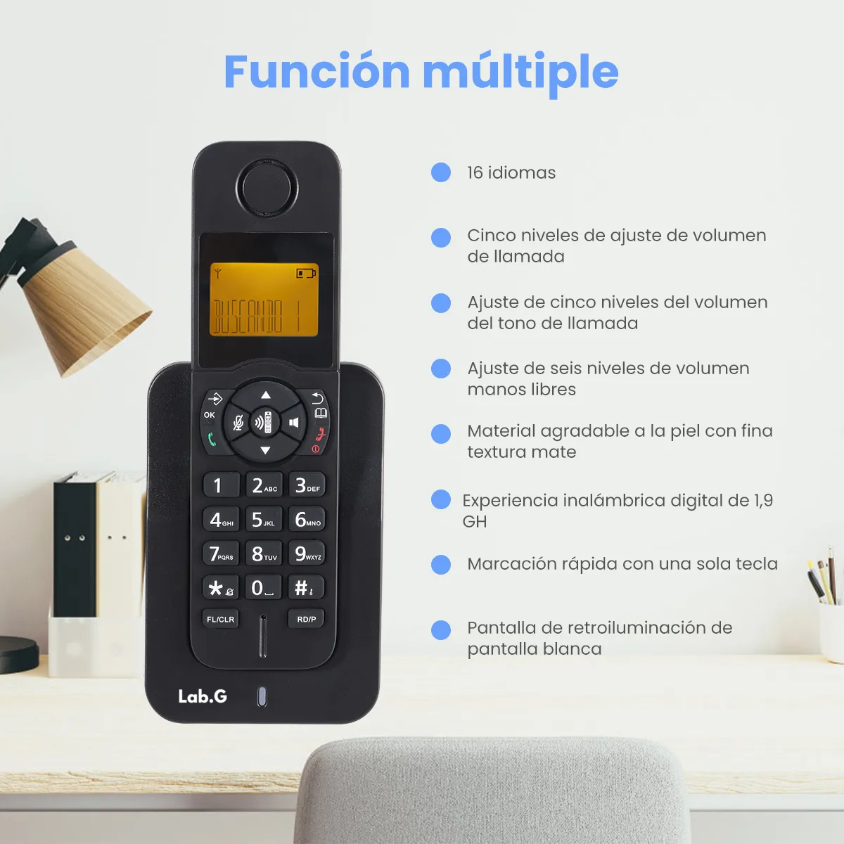 Foto 5 pulgar | Teléfono Inalámbrico Fijo Moderno Con Lcd Para Casa Oficina Negro