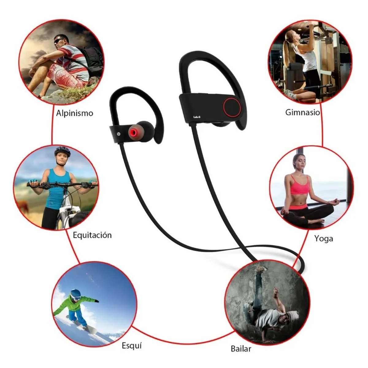 Foto 5 pulgar | Audífonos Inalámbricos Con Bluetooth Y Micrófono U8 Deportes Lab.g Negro