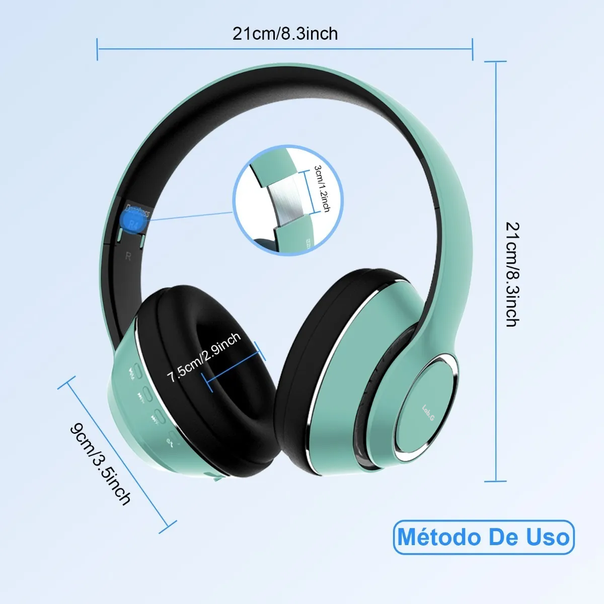 Foto 3 pulgar | Auriculares Inalámbricos Bluetooth Diadema Plegable  De Diadema Lab.g Verde
